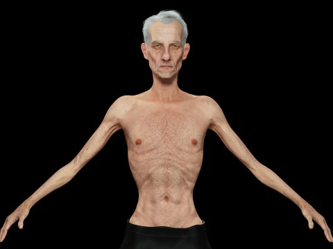 観光客と服を着た老人 3Dモデル