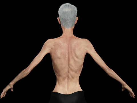 観光客と服を着た老人 3Dモデル