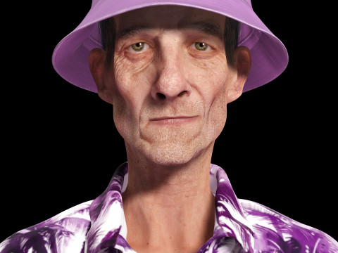 Old Man Tourist and clothed 3Dモデル
