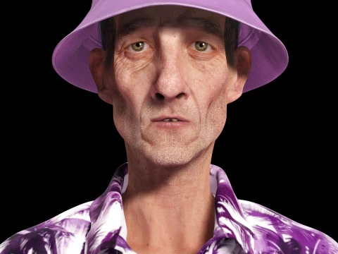 観光客と服を着た老人 3Dモデル