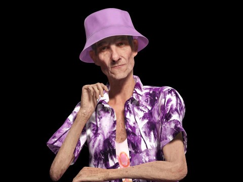 観光客と服を着た老人 3Dモデル