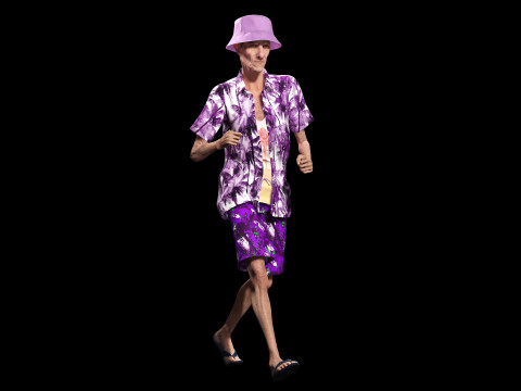 Old Man Tourist and clothed 3Dモデル