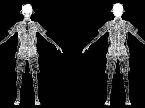 観光客と服を着た老人 3Dモデル