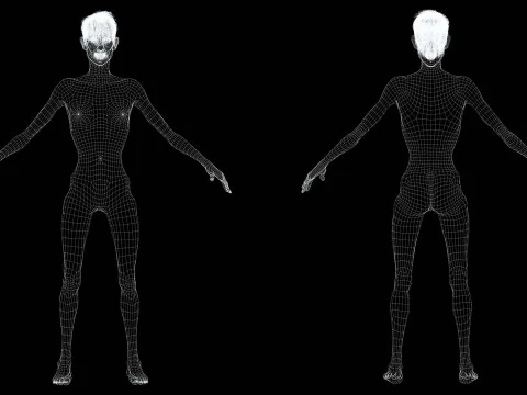 観光客と服を着た老人 3Dモデル