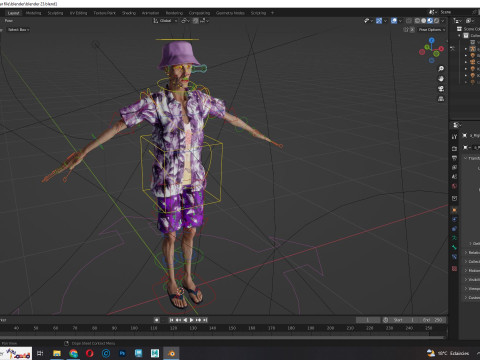 Old Man Tourist and clothed 3Dモデル