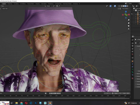 観光客と服を着た老人 3Dモデル