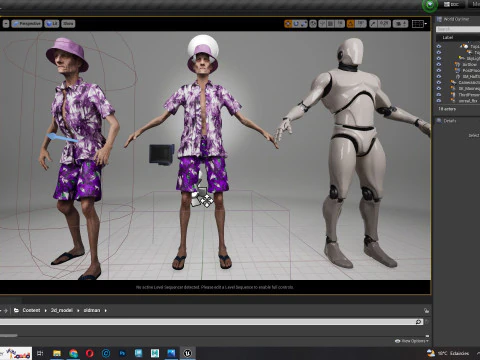 観光客と服を着た老人 3Dモデル