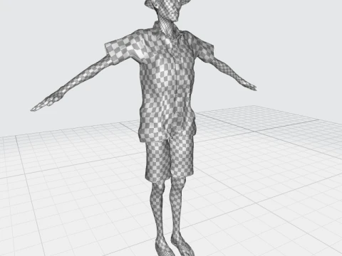 観光客と服を着た老人 3Dモデル