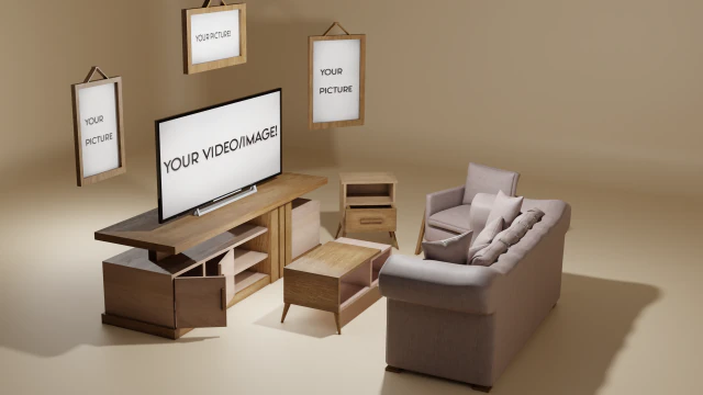 Kit de puertas ajustables para habitaci&oacute;n moderna, soporte para TV, sof&aacute;, sill&oacute;n, mesa de centro, mesita de noche Modelo 3D .c4d .max .obj .3ds .fbx .stl .blend 