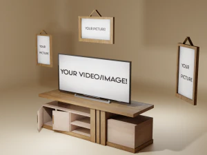 Kit de puertas ajustables para habitaci&oacute;n moderna, soporte para TV, sof&aacute;, sill&oacute;n, mesa de centro, mesita de noche Modelo 3D