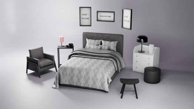 KIT Modern Bedroom Adjustable Drawer- Alex Jun 3D Model .c4d .max .obj .3ds .fbx .stl .blend 