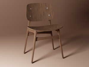 Modern Wood Table with Chairs 3D Модель