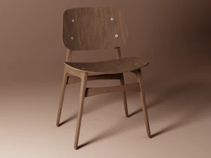 Modern Wood Table with Chairs 3D Model