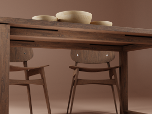 Modern Wood Table with Chairs 3D Модель