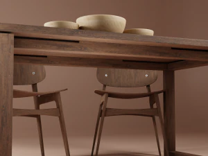 Modern Wood Table with Chairs 3D Model