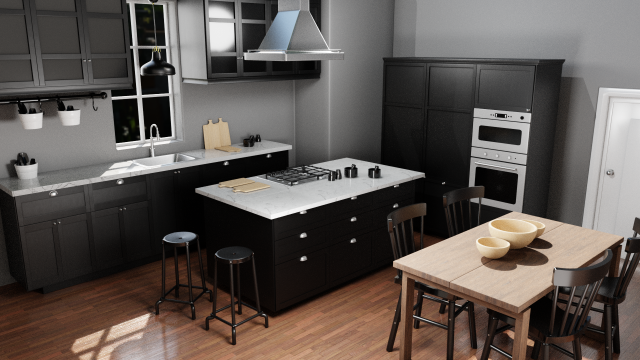 Complete Classic Style Kitchen 3D Modell .c4d .max .obj .3ds .fbx .stl .blend