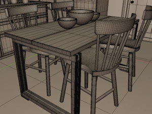 Complete Classic Style Kitchen 3D Model