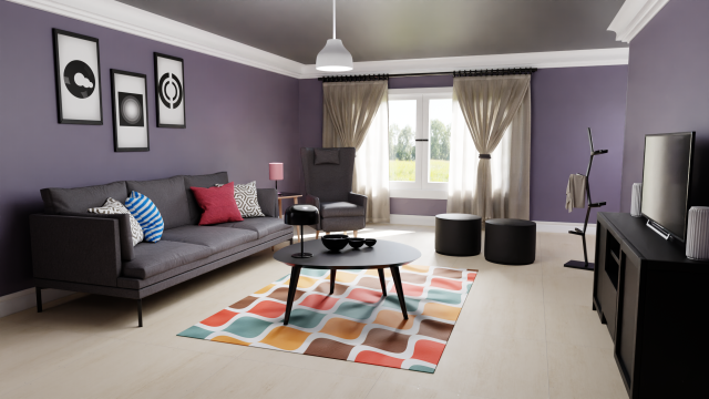 Complete Living Room 3D Model .c4d .max .obj .3ds .fbx .stl .blend 