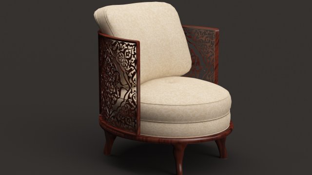 Classic oval wooden chair 3D Model .c4d .max .obj .3ds .fbx .stl .blend 