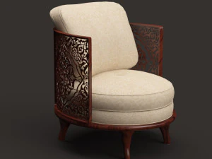 Классический овальный деревянный стул. 3D Модель