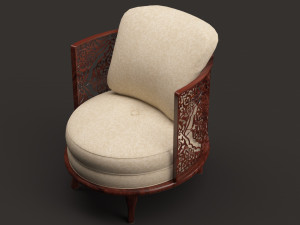Classic oval wooden chair 3D Model