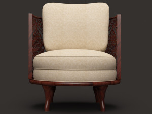 Classic oval wooden chair 3D Model