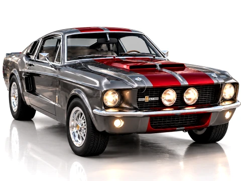 1967 Shelby GT500 Silver Red Classic American Muscle Car 3D Model