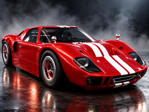 GT40 Classic Racing Coupe Red Vintage Sports Car 3D Model