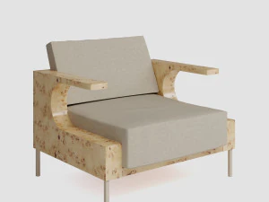 sledge chair made of poplar 3D Model