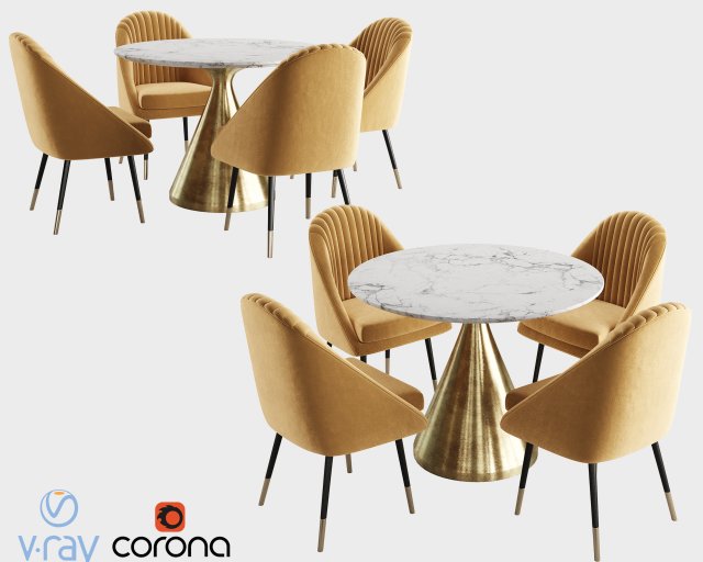 La Forma and West Elm Silhouette Dining set 3D-Modell .c4d .max .obj .3ds .fbx .stl .blend 