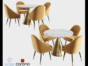 Ensemble de salle &agrave; manger La Forma et West Elm Silhouette Modèle 3D