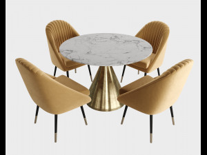 La Forma and West Elm Silhouette Dining set 3D-Modell