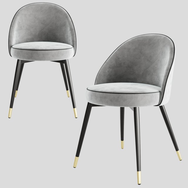 Dining Chair Cooper Roche Light Grey Velvet Modello 3D .c4d .max .obj .3ds .fbx .stl .blend 