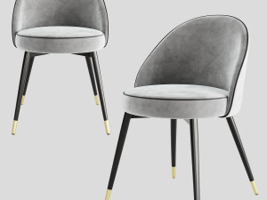 Dining Chair Cooper Roche Light Grey Velvet 3D Model