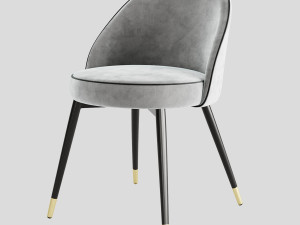 Dining Chair Cooper Roche Light Grey Velvet Modello 3D
