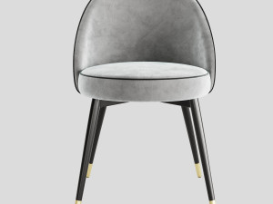 Dining Chair Cooper Roche Light Grey Velvet Modello 3D