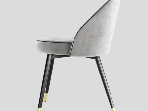 Dining Chair Cooper Roche Light Grey Velvet Modello 3D