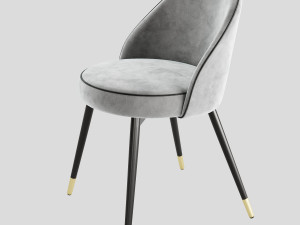 Dining Chair Cooper Roche Light Grey Velvet Modello 3D