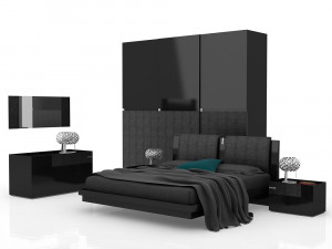 black bed set 3D 模型