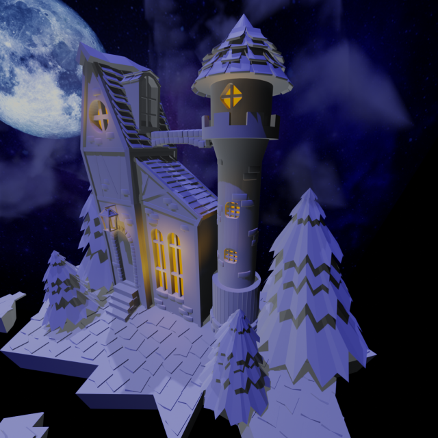 lonely house-castle 3Dモデル .c4d .max .obj .3ds .fbx .stl .blend 