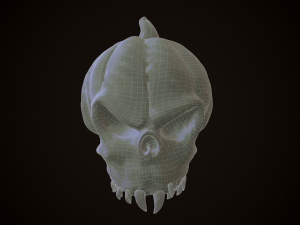 pumpkin skull game ready Modello 3D