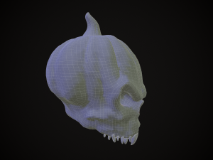 pumpkin skull game ready Modello 3D