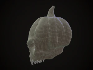 pumpkin skull game ready 3D Model