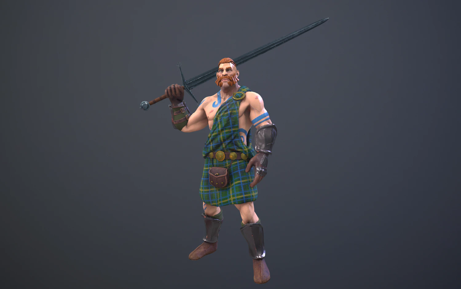 highlander swordsman game ready 3D Model .c4d .max .obj .3ds .fbx .stl .blend 