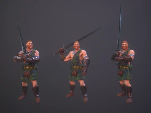 highlander swordsman game ready 3D Model