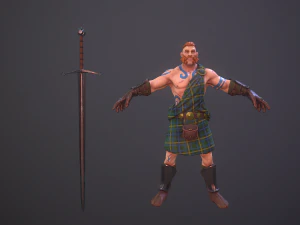 highlander swordsman game ready 3D Model