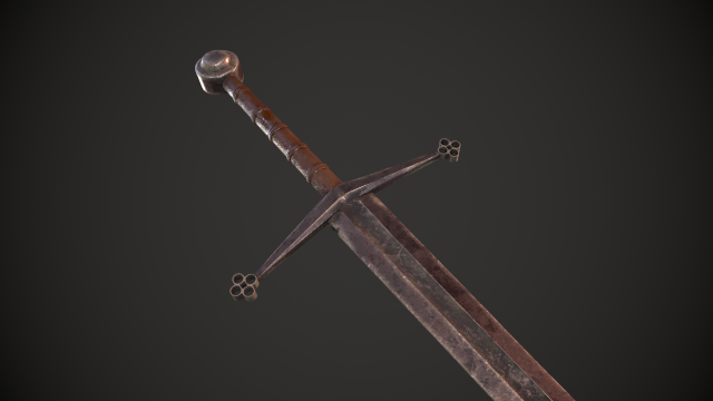 Claymore medieval long sword game ready Low-poly 3Dモデル .c4d .max .obj .3ds .fbx .stl .blend 