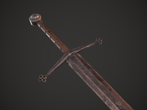 Claymore medieval long sword game ready Low-poly 3D मॉडल