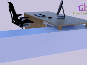 MD 테이블 디자인 - 흰색 PU가 있는 베니어 3D 모델