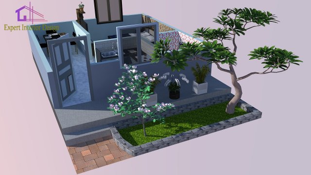one bhk house plan and design 3D Модель .c4d .max .obj .3ds .fbx .stl .blend 
